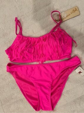Woman Within Hot Pink Fringe Bikini Two-Piece